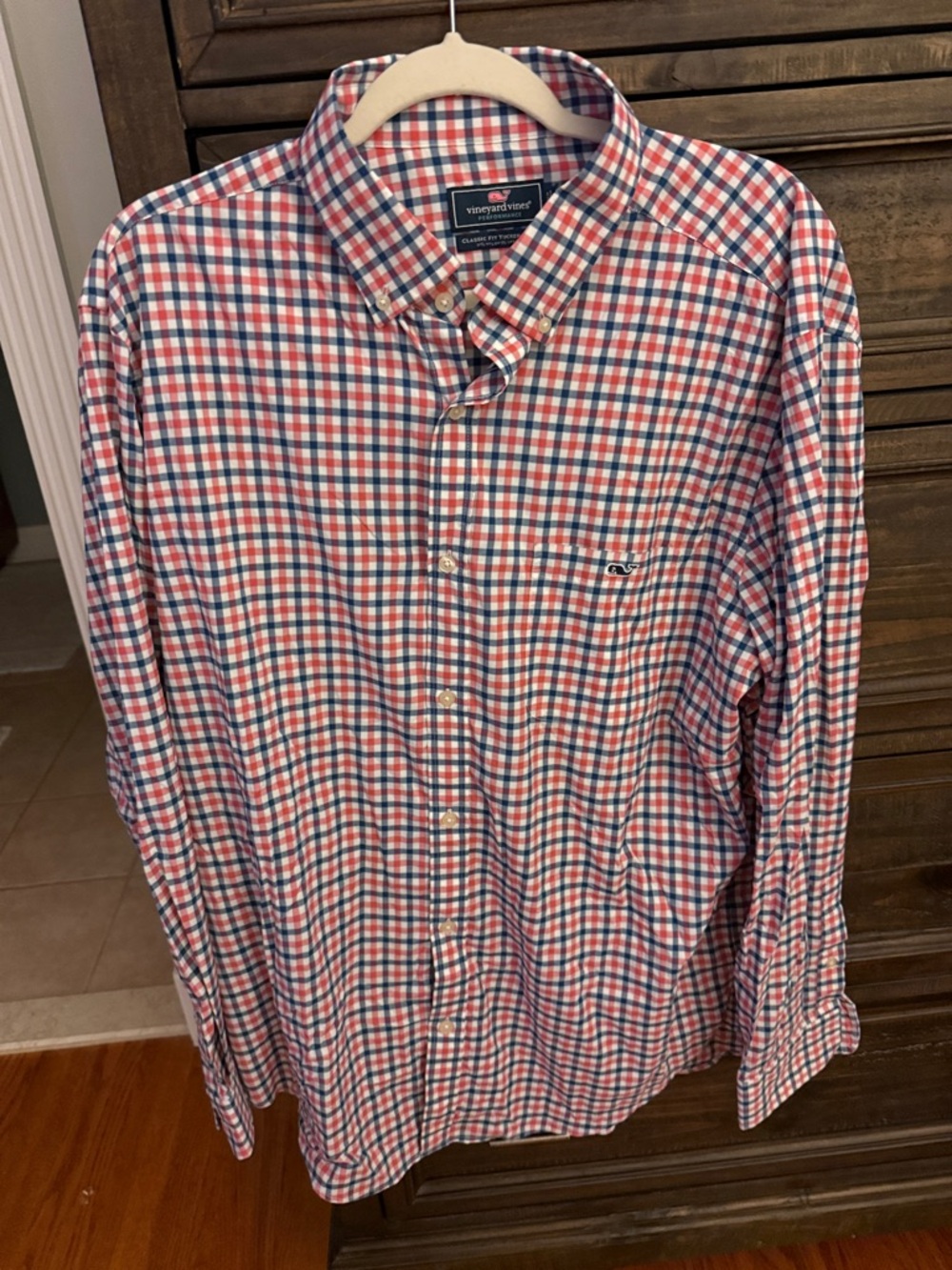 Vineyard VinesPerformance Red/Pink and Blue Check Button-Down Shirt
